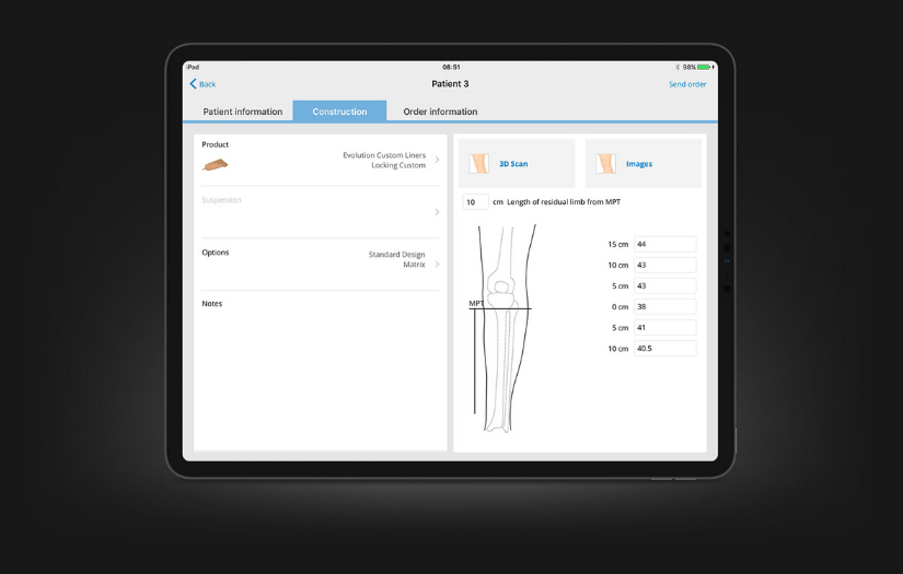 Facilitating the ordering of custom prostheses and orthotics screenshot 3